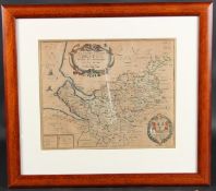 RICHARD BLOME (1635-1705) 'The County Palatine of Chester' hand coloured engraved map, 26.5 x 32.