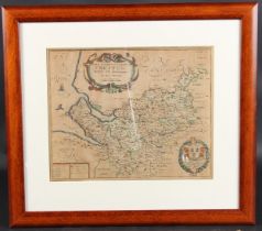 RICHARD BLOME (1635-1705) 'The County Palatine of Chester' hand coloured engraved map, 26.5 x 32.