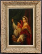 19TH CENTURY SCHOOL Salome with the head of St John the Baptist, oil on panel, 38 x 25.5cm