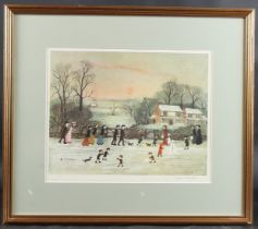 HELEN BRADLEY (1900-1979) 'Gathering Holly' limited edition colour print, signed in pencil, Fine Art
