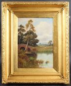 SIDNEY YATES JOHNSON (act.1890-1926) 'Early morning by the canal at Basingstoke' oil on board,