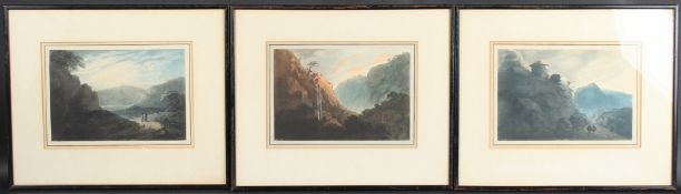 AFTER WILLIAM GILPIN Nocturnal landscapes, three hand coloured aquatints, each 19.5 x 28cm approx (