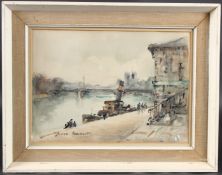 GEORGES ROUAULT Steamer on the quayside, watercolour, signed in pencil 'Georges Rouault' 21.5 x