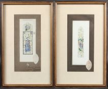 DONALD BATTERSHILL TAUNTON (1885-1965) stained glass window designs for John Hardman Studios pair of