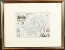 COUNTY MAP OF HERTFORDSHIRE with views of St Albans Abbey and Cashiobury, 20 x 27cm