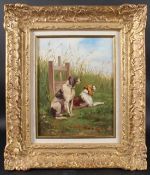 WILLMAN Hounds resting in a field, oil on canvas, signed, 34 x 26cm