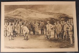 AFTER MICHAEL BROWN Golfers on a green, photogravure, 29 x 43cm unframed
