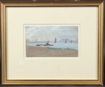 R HILDER 'Erith' Shipping on the Medway, watercolour and gouache, signed, inscribed and dated '23 in