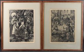 EARLY 20TH CENTURY SCHOOL scene of a dinner with grotesque characters and Punch like figure, and