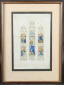 DONALD BATTERSHILL TAUNTON (1885-1965) stained glass window design ink, pen and watercolours, with