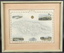 J RANKIN (19TH CENTURY) Map of Jamaica with illustrations by H Winkles, coloured engraving, 26 x