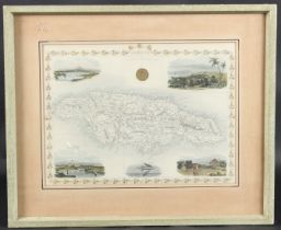 J RANKIN (19TH CENTURY) Map of Jamaica with illustrations by H Winkles, coloured engraving, 26 x