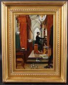 ENGLISH SCHOOL (LATE 19TH / EARLY 20TH CENTURY) Light hearted scene of a church organist