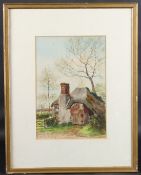 CARRINGTON (19TH CENTURY) 'Sketch near Torquay' View of a thatched cottage, watercolour, inscribed