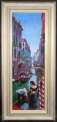 TONY ROME (SCOTTISH CONTEMPORARY) Venice canal scene with gondolas, pastel on board, signed, 118 x