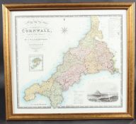 19TH CENTURY COUNTY MAP OF CORNWALL by C & J Greenwood, published at 13 Regent Street, Pall Mall,