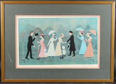 HELEN BRADLEY 'We met in the Park' colour print. blindstamped and signed in pencil, 32.5 x 52.5cm