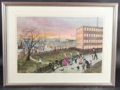 HELEN BRADLEY 'Family in Spring Lane' colour print, 38 x 57cm