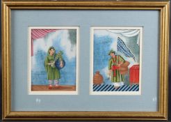 COMPANY SCHOOL (19TH CENTURY) Indian characters, gouache on mica, two in a common frame and mount,