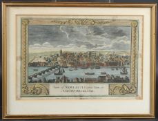 18TH CENTURY SCHOOL 'View of Newcastle Upon Tyne in Northumberland' coloured engraving, published by
