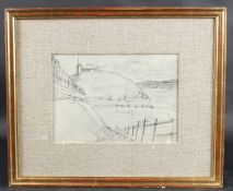 AFTER L S LOWRY Coastal view, pencil drawing, 20 x 29cm