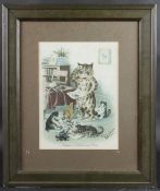 LOUIS WAIN 'Artists in Black and White' colour print, 32.5 x 24cm
