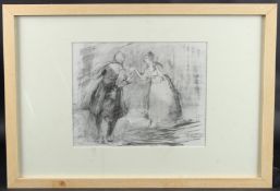 PORTIA ROSENBERG 'The Herbal Bed' two figures, pencil drawing, signed and inscribed, Garrick/Milne