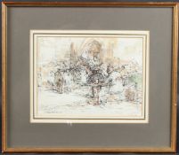 ROLAND BATCHELOR (b.1889) 'Montford' pen and ink and watercolour wash, signed, The English
