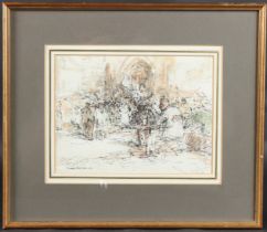 ROLAND BATCHELOR (b.1889) 'Montford' pen and ink and watercolour wash, signed, The English
