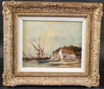 IVAN TAYLOR (b.1946) 'Thames barges at Pinmill' oil on board, signed, inscribed verso, 19 x 24cm