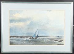 PHILIP BULSON (1925-2021) Yachts on the Solent, watercolour, signed, inscribed and dated '85, 38 x