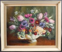 LENA ELIZABETH TARPLEY (20TH CENTURY) Flowers in a vase, oil on canvas, signed, 39 x 49cm