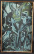20TH CENTURY SCHOOL Expressionist figure, oil on board, 82.5 x 50.5cm