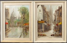 JOHN BAMPFIELD (b.1947) Paris street scenes, pair of oils on canvas, signed, 39 x 29cm (2)