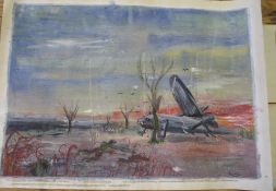 R. WALLACE, original artwork for The War of the Worlds, 22 x 31 inches, unframed, dated 1949.