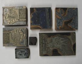 PRINTING BLOCKS, 7 misc., small, incl. a part MAP (7).