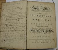[BASKERVILLE BIBLE] The Holy Bible..., lge folio, unpaginated & unillustrated issue, register runs