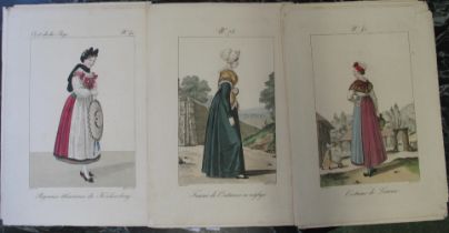 [COSTUME PRINTS] coll'n of 17 h-col'd 19th c. engravings, after Lant, French costumes, each 13.5 x