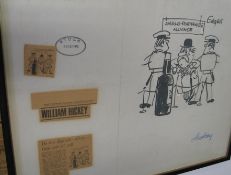A framed Daily Express cartoon by EDGELL, countersigned by WILLIAM HICKEY.