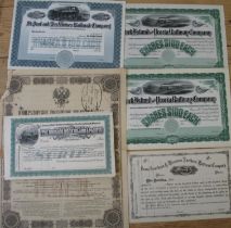 RAILWAY BOND or SHARE CERTIFICATES, mostly U.S.A., late 19th / early 20th c.