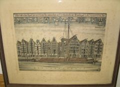 RISCHERT (H.) artist, col. etching of Konigsberg, 1938, signed in pencil, f. & g., label verso (1).