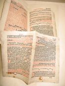 [EARLY PRINTING] a pair of biofolios from a 16th c. ecclesiastical work, printed in red & black,