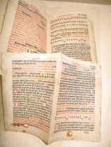[EARLY PRINTING] a pair of biofolios from a 16th c. ecclesiastical work, printed in red & black,