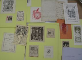 EX-LIBRIS BOOKPLATES, CONTINENTAL, mostly early 20th c., mounted on card (Q).