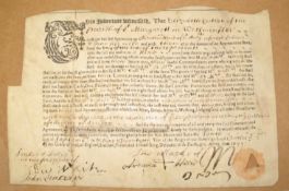 [FEMALE APPRENTICESHIP] small part printed & ms. doc on vellum, an indenture for the