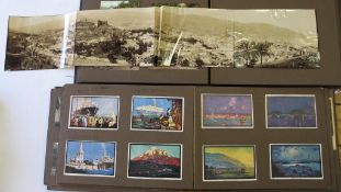 [POSTCARDS] Two albums of pasted-in postcards & photographs including folding panorama of Madeira (