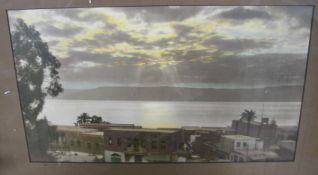 NORTH AFRICAN (LATE 19TH CENTURY) Coastal view, tinted photograph, 21 x 37cms;and MATSON, three