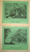 SWISS BATTLE SCENES, 4 lithos on green paper, 5.5 x 6.5 inches, Luzern, R. Wallis, [19th c.].