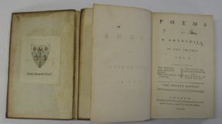 [PROVENANCE: HANS SLOANE] CHURCHILL (L.) Poems in Two Volumes...Fourth Edition, 2 vols., 8vo,