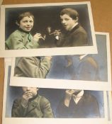 [SMOKING] 4 X postcard photographic representation of youths smoking cigars (4).